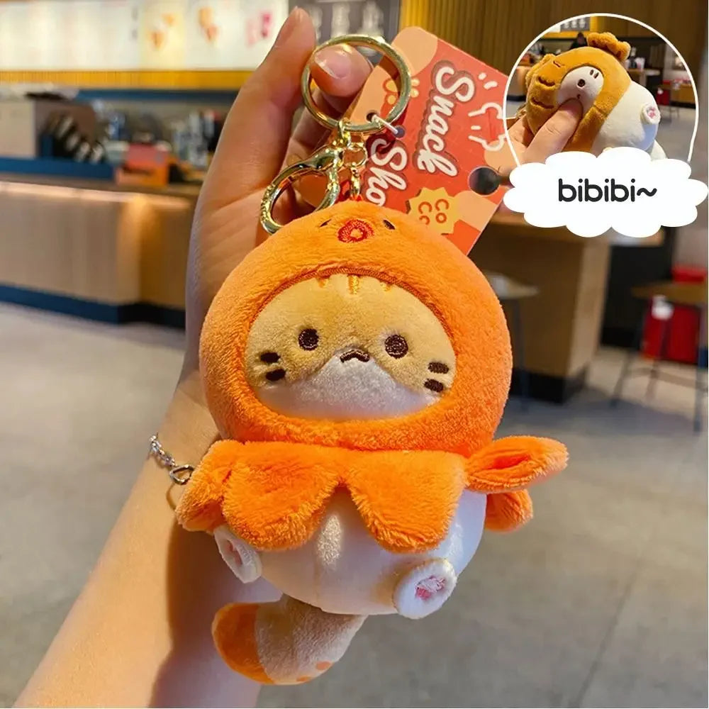 Plush Cocoa Cat Snapper Keychain Snapper Head Set Keychain Exquisite Cute Schoolbag Pendant Japanese Soft Cute Doll Pendant