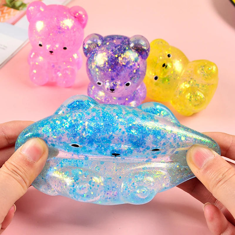 Cute Fidget Bear Toy Squishys Glitter Bear
