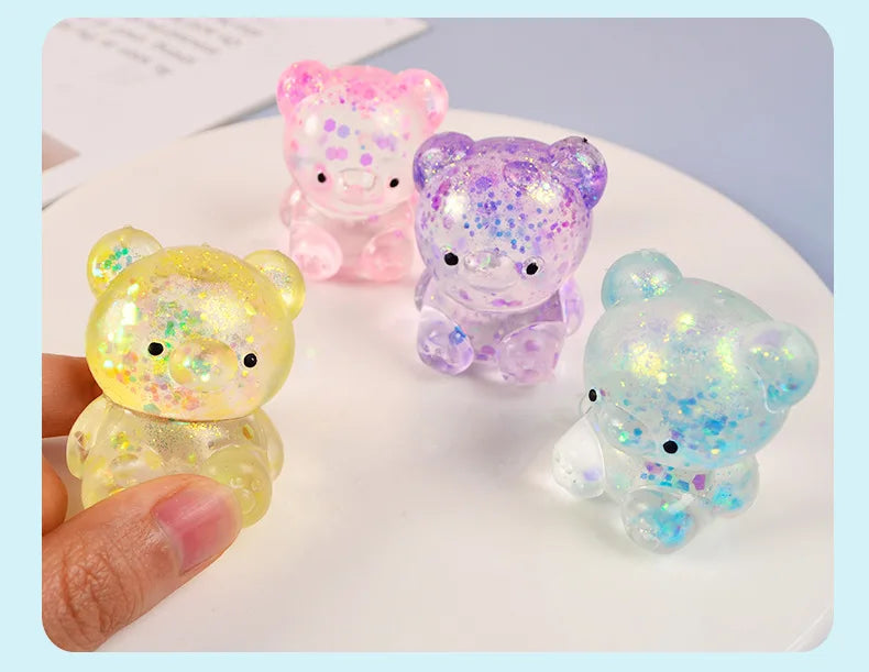 Cute Fidget Bear Toy Squishys Glitter Bear