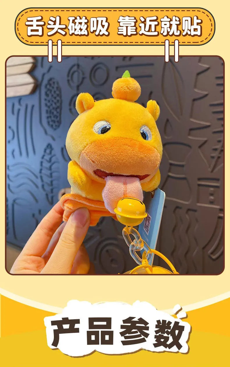 Genuine Capybara Lulu Doll Plush Pendant KeyChain Fun Pull Line Rotating Doll Student Schoolbag KeyChain Cute Cartoon Decoration