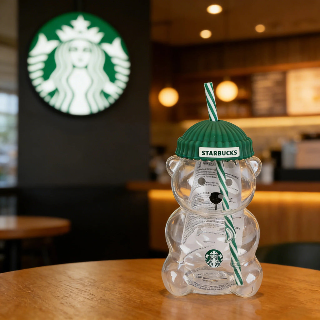 Da Bearista Bear Glass Tumbler Green Lid