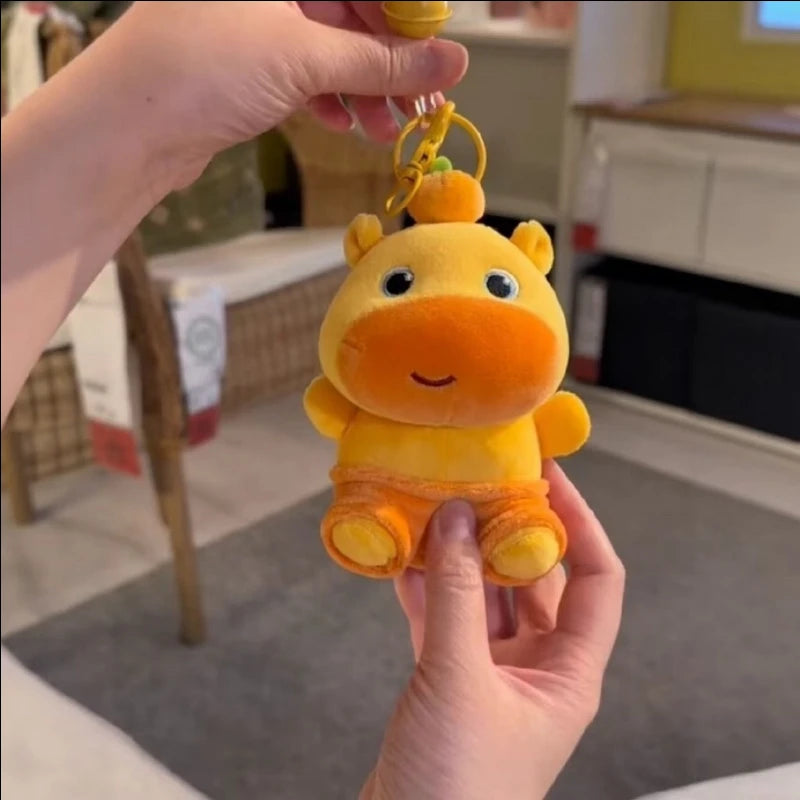 Cute Capybara Lulu Doll Plush Toy School Bag Pendant Catch Machine Doll Creative Keychain