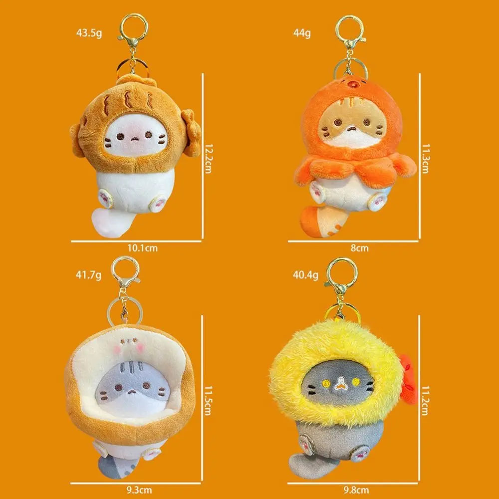 Plush Cocoa Cat Snapper Keychain Snapper Head Set Keychain Exquisite Cute Schoolbag Pendant Japanese Soft Cute Doll Pendant