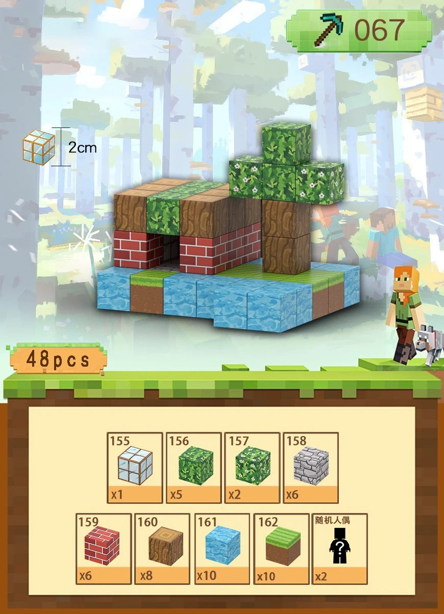 Magnetic Building Blocks Toy – Mine World Construction Set (STEM Educational Gift)