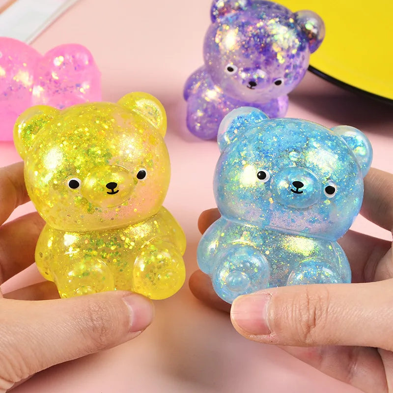 Cute Fidget Bear Toy Squishys Glitter Bear
