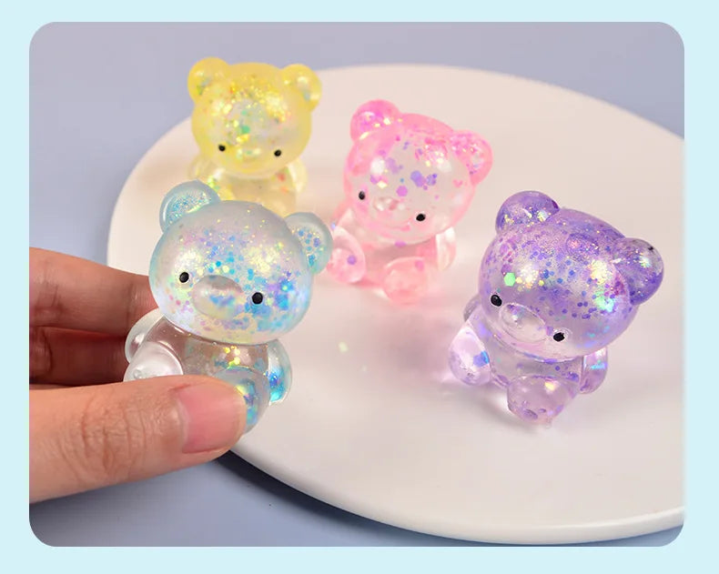 Cute Fidget Bear Toy Squishys Glitter Bear