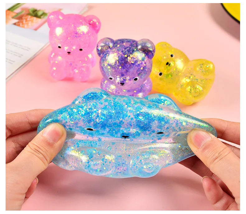 Cute Fidget Bear Toy Squishys Glitter Bear