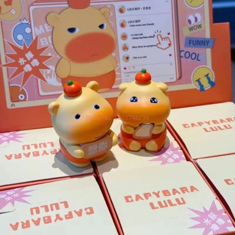 New Cute Capybara Lulu Blind Box Super Kawaii Trendy Cartoon Chat Stickers Figure Desktop Ornament Dolls Girl High Quality Gifts