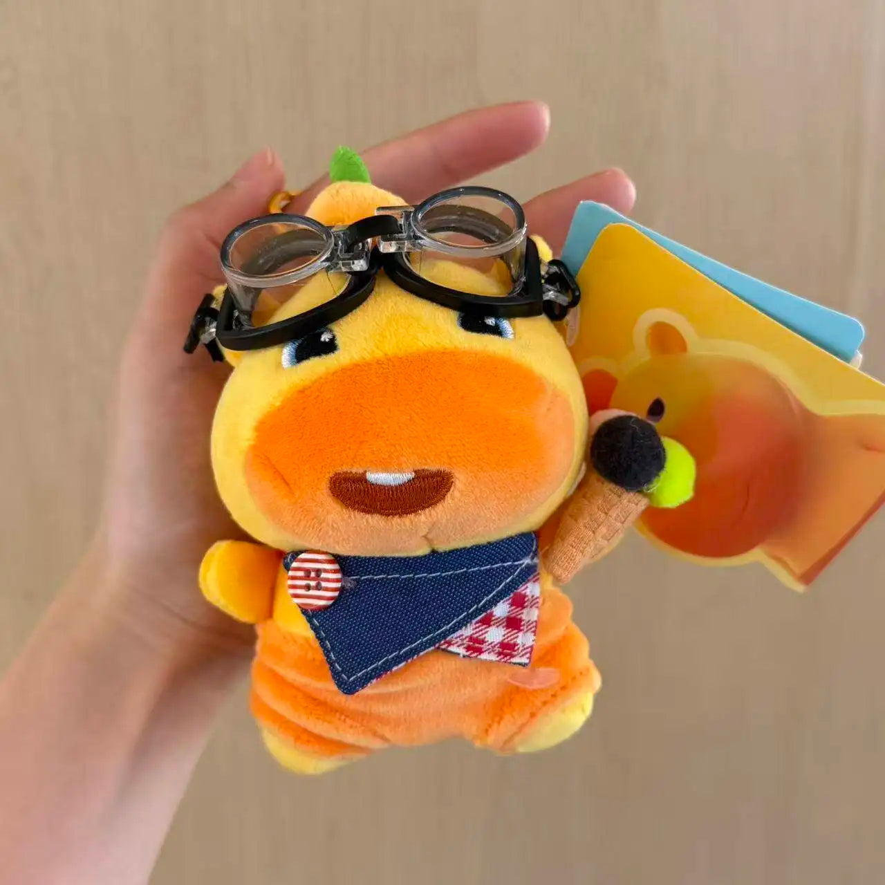 Genuine cute capybara lulu bag pendant cartoon cute yellow plush doll keychain pendant Bag Charm gift for girlfriend