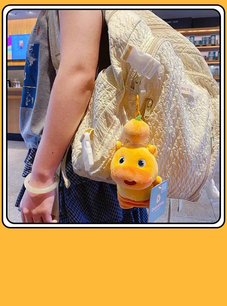 Genuine Capybara Lulu Doll Plush Pendant KeyChain Fun Pull Line Rotating Doll Student Schoolbag KeyChain Cute Cartoon Decoration