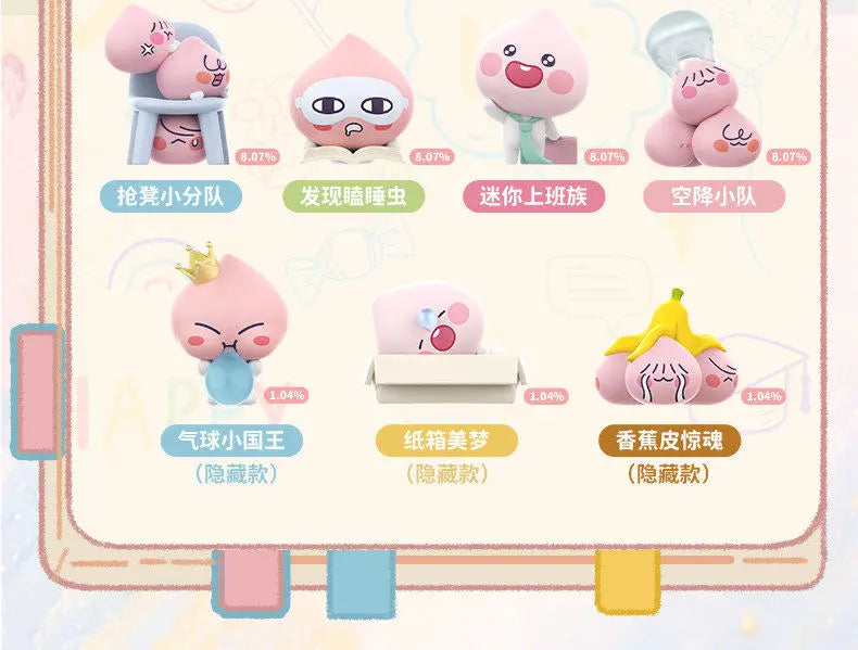 Apeach 3-in-1 Mini Figure Blind Box Cute Peach Character Model Kawaii Collectible Toy Desk Ornament Gifts