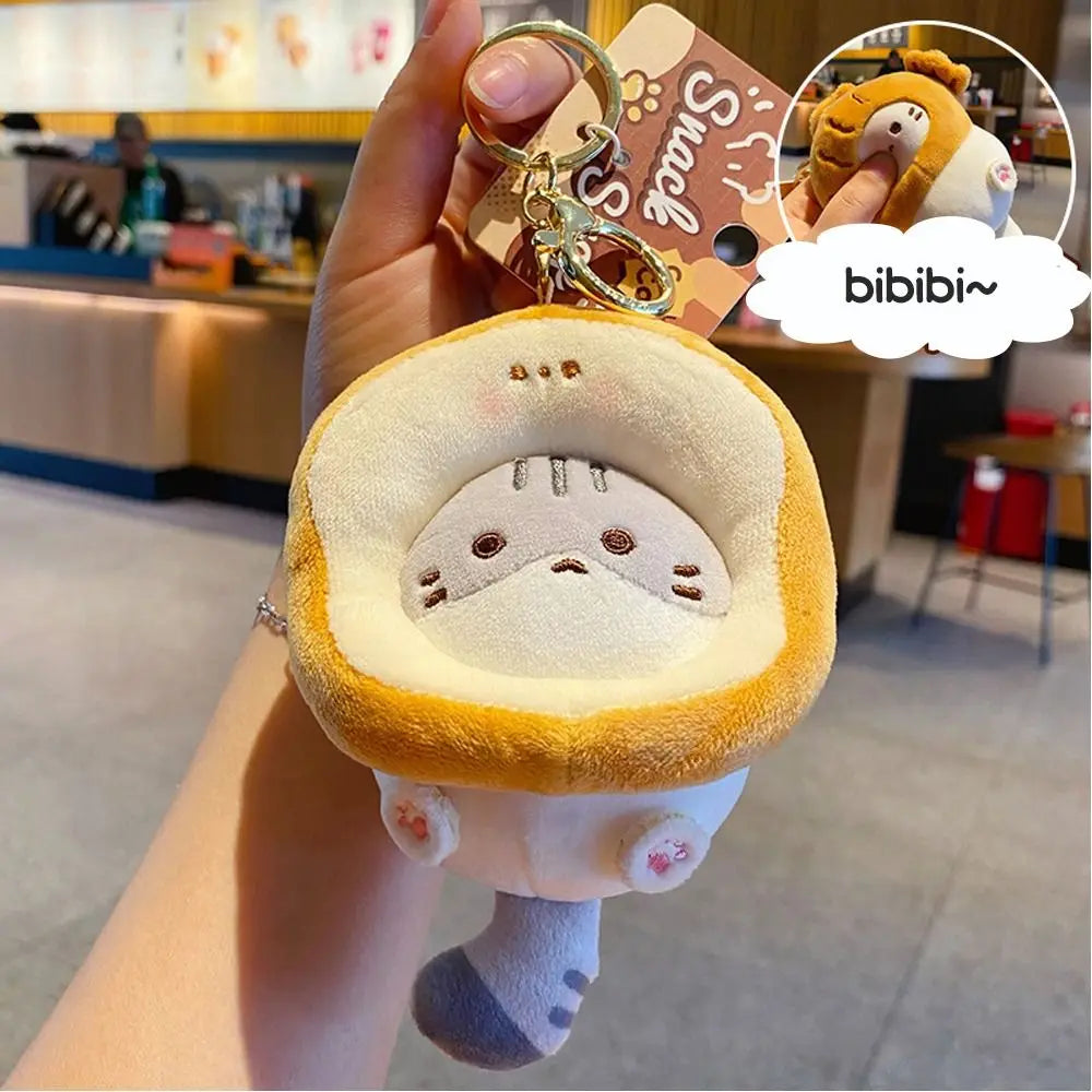 Plush Cocoa Cat Snapper Keychain Snapper Head Set Keychain Exquisite Cute Schoolbag Pendant Japanese Soft Cute Doll Pendant