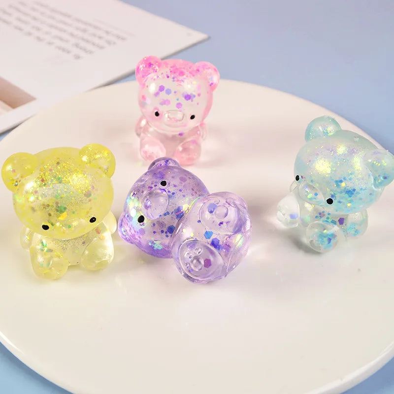 Cute Fidget Bear Toy Squishys Glitter Bear