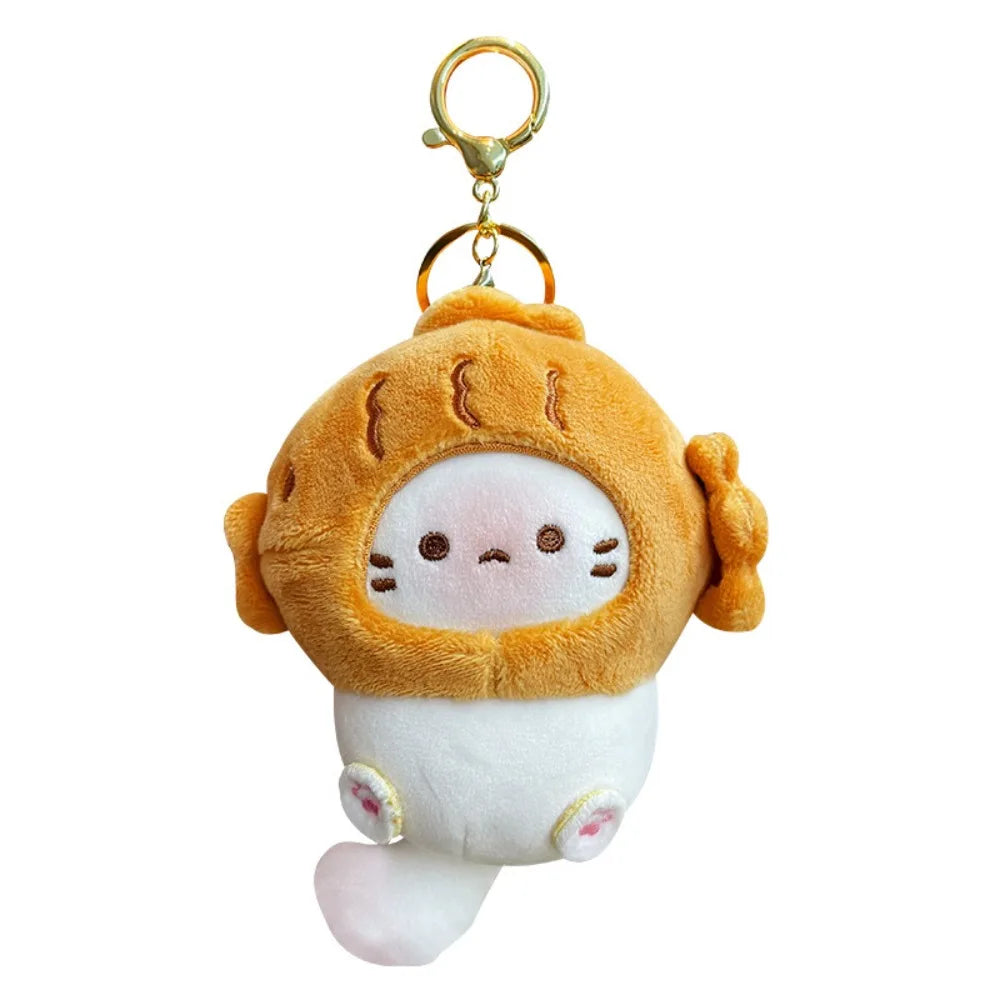 Plush Cocoa Cat Snapper Keychain Snapper Head Set Keychain Exquisite Cute Schoolbag Pendant Japanese Soft Cute Doll Pendant