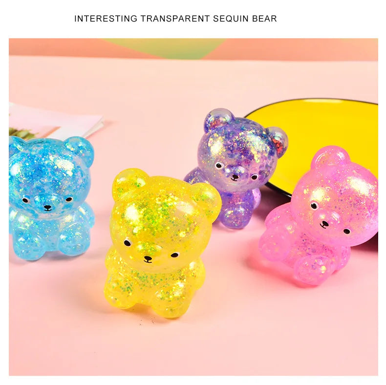 Cute Fidget Bear Toy Squishys Glitter Bear