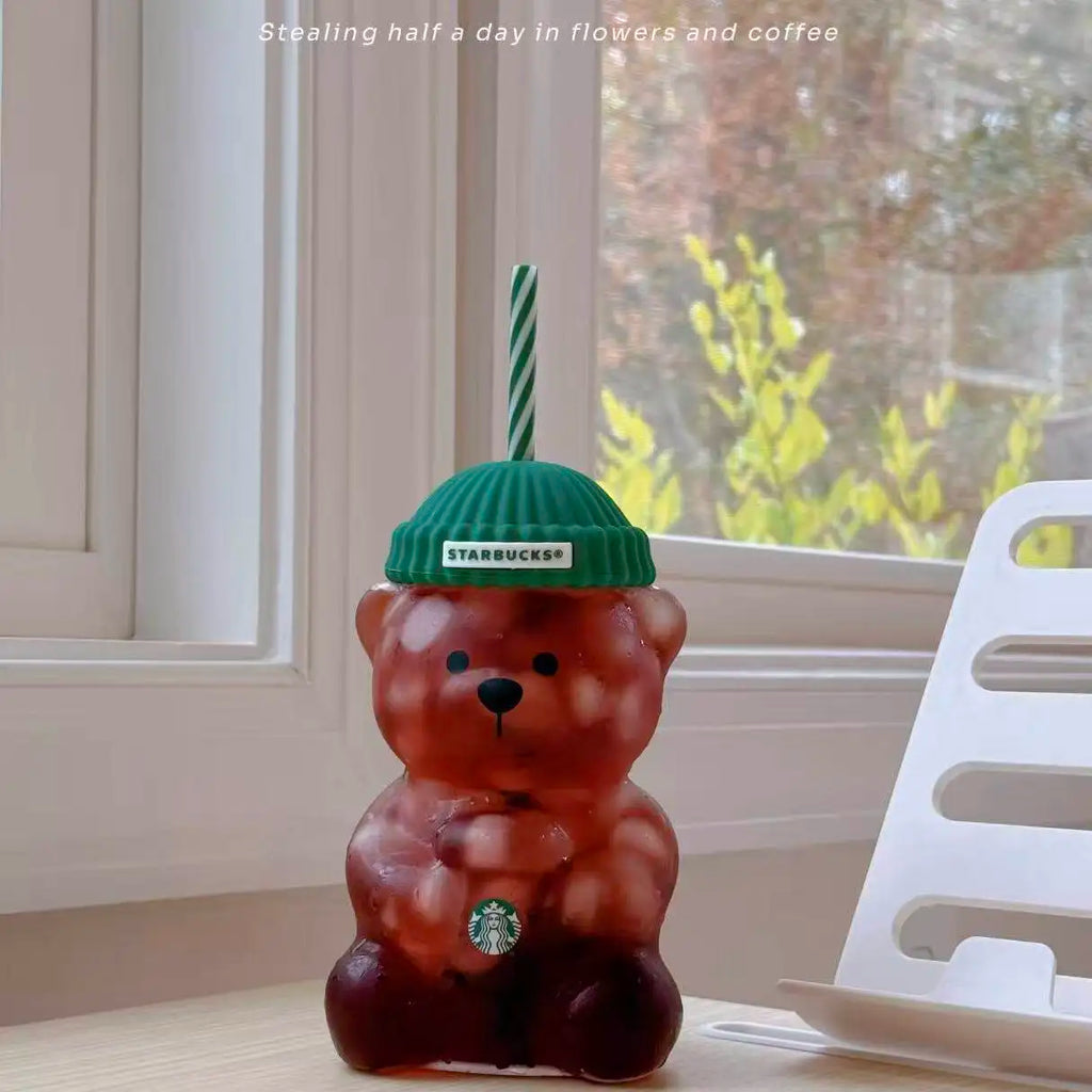 Da Bearista Bear Glass Tumbler Green Lid