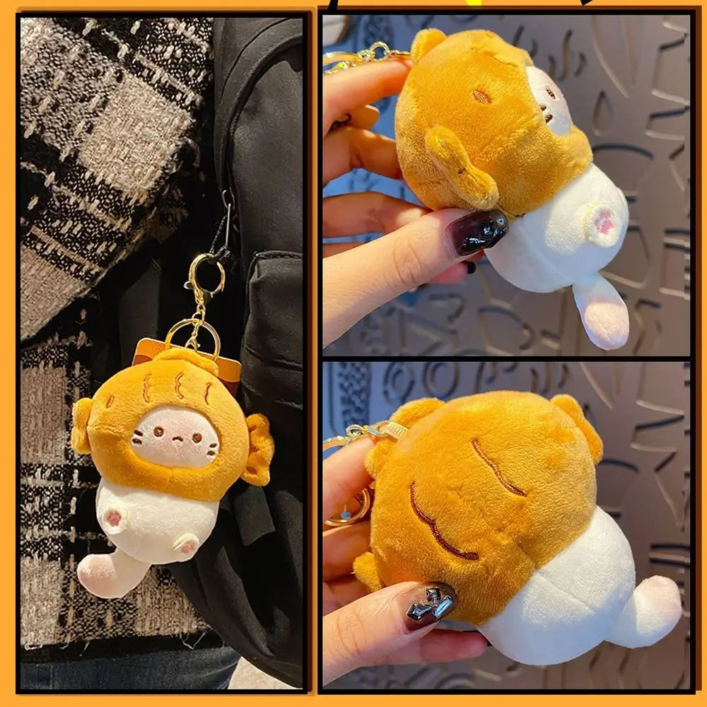 Plush Cocoa Cat Snapper Keychain Snapper Head Set Keychain Exquisite Cute Schoolbag Pendant Japanese Soft Cute Doll Pendant