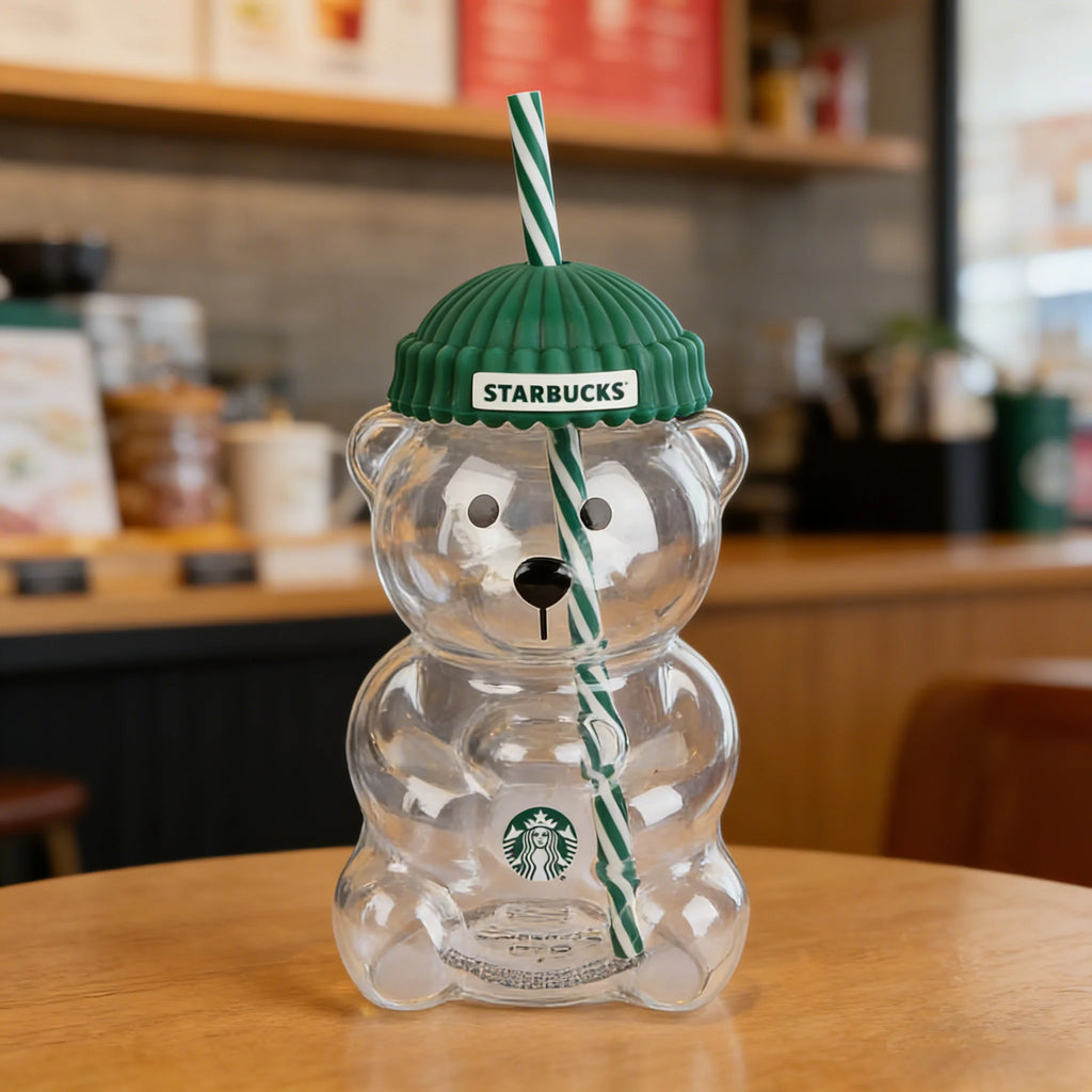 Da Bearista Bear Glass Tumbler Green Lid