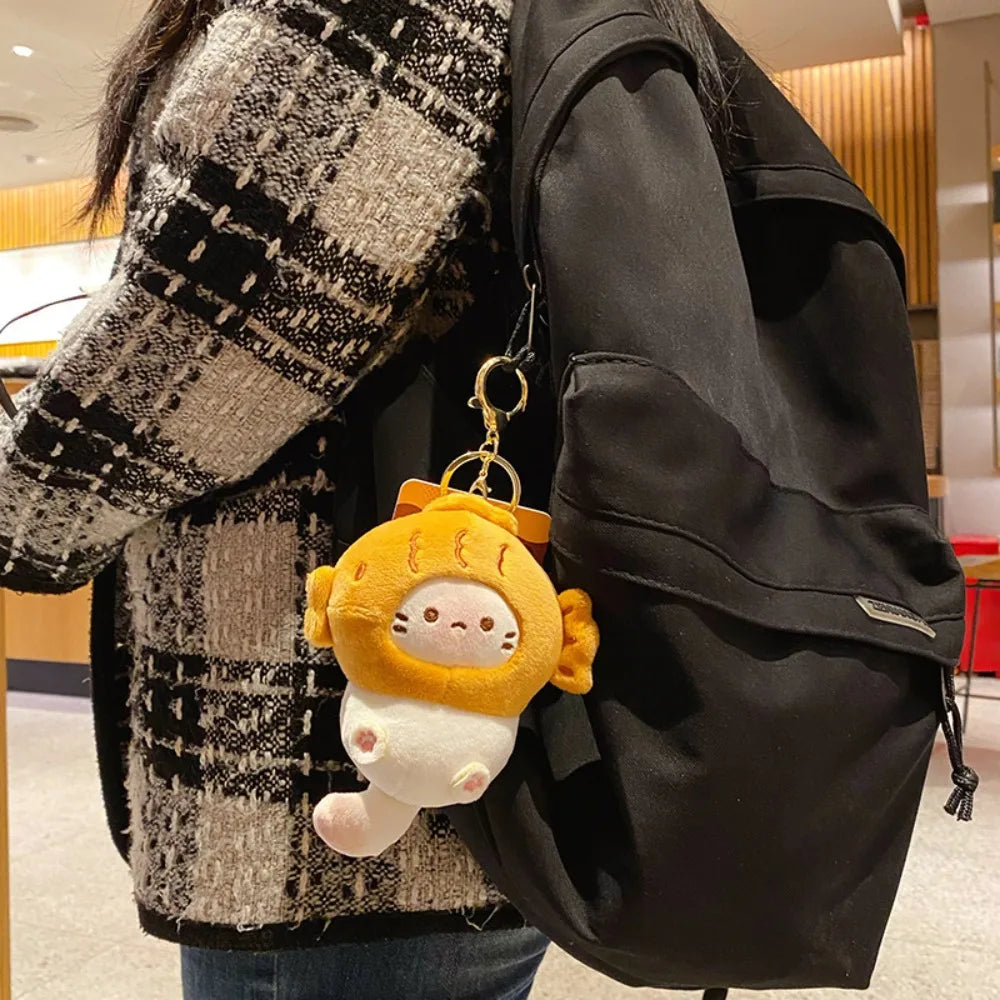 Plush Cocoa Cat Snapper Keychain Snapper Head Set Keychain Exquisite Cute Schoolbag Pendant Japanese Soft Cute Doll Pendant