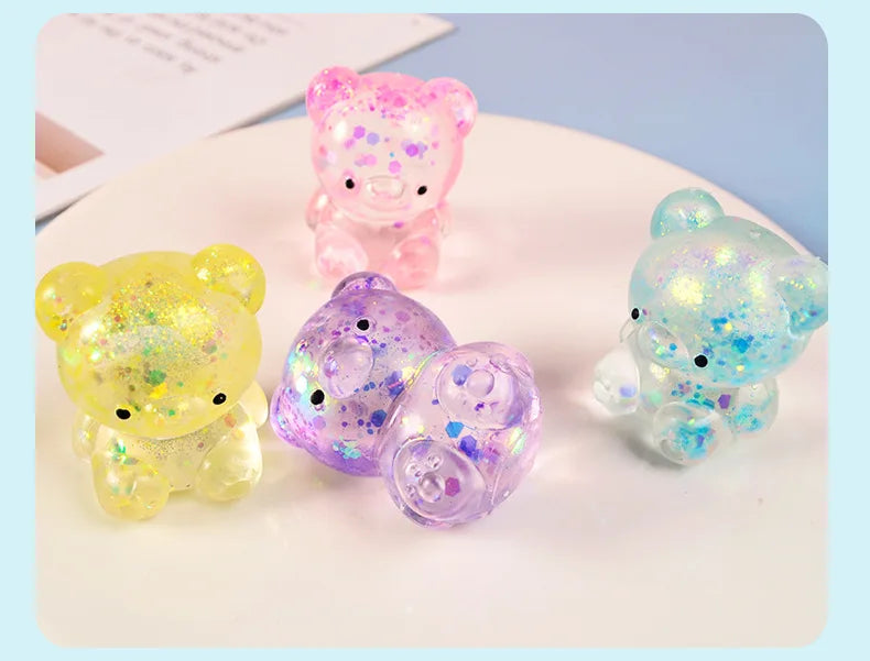 Cute Fidget Bear Toy Squishys Glitter Bear