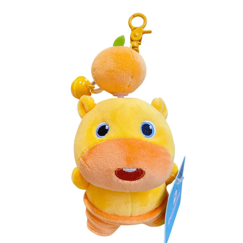 Genuine Capybara Lulu Doll Plush Pendant KeyChain Fun Pull Line Rotating Doll Student Schoolbag KeyChain Cute Cartoon Decoration