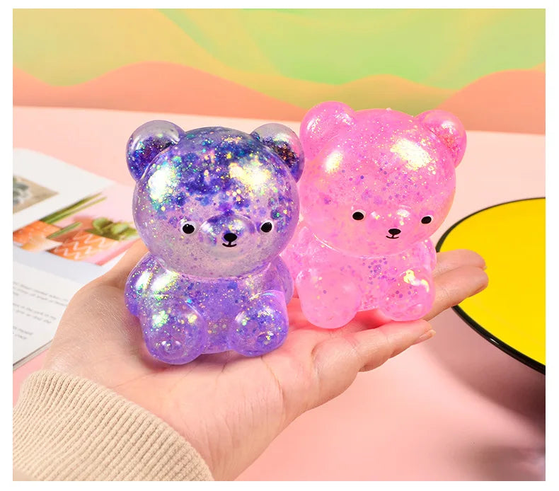 Cute Fidget Bear Toy Squishys Glitter Bear