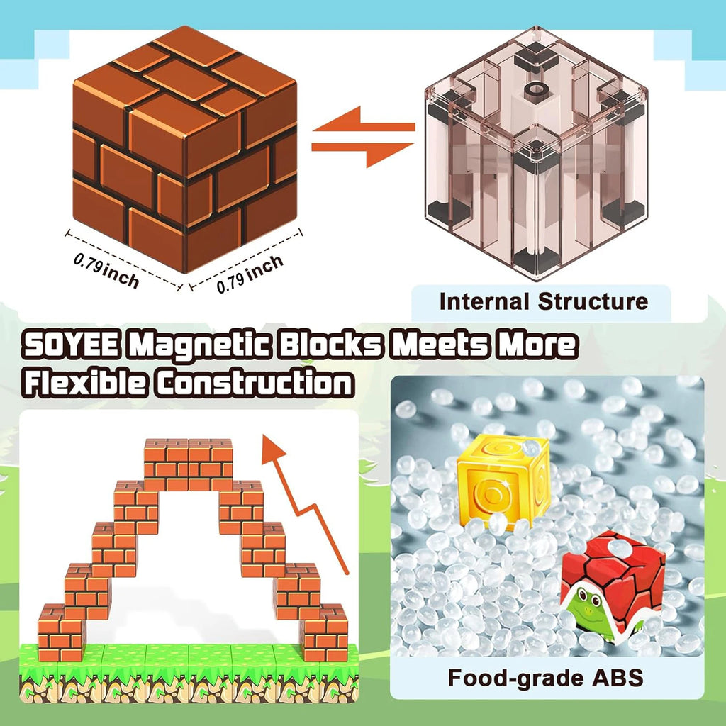 Magnetic Building Blocks Toy – Mine World Construction Set (STEM Educational Gift)