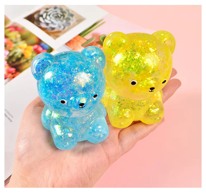 Cute Fidget Bear Toy Squishys Glitter Bear