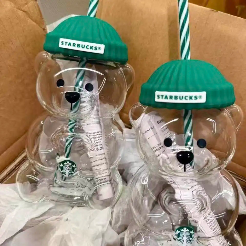 Da Bearista Bear Glass Tumbler Green Lid