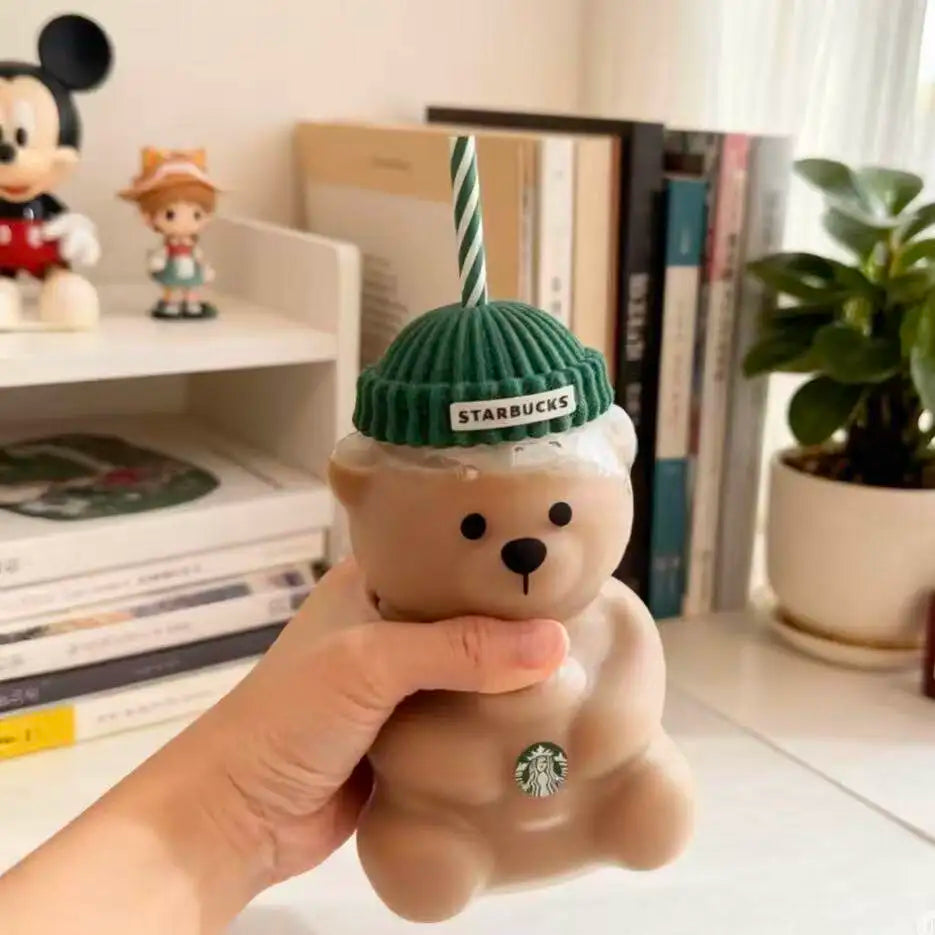 Da Bearista Bear Glass Tumbler Green Lid
