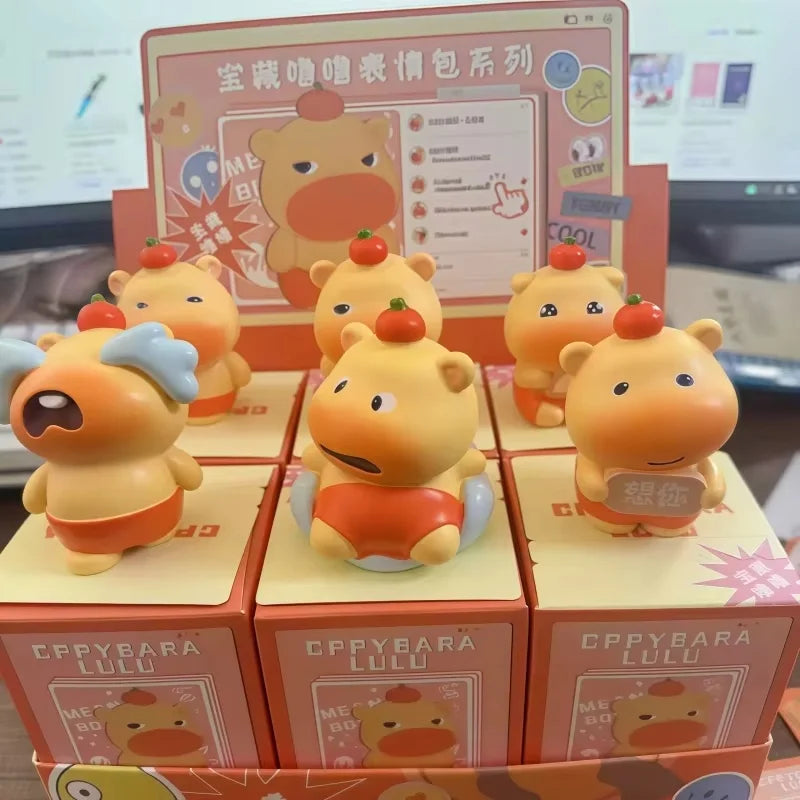 New Cute Capybara Lulu Blind Box Super Kawaii Trendy Cartoon Chat Stickers Figure Desktop Ornament Dolls Girl High Quality Gifts